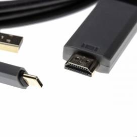 Produktbild: 2in1 USB Typ C 3.1 zu HDMI Kabel, 4k, schwarz, 2m