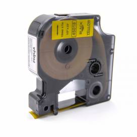 Produktbild: Schriftband-Kassette ersetzt Dymo 45018 12mm, schwarz auf gelb
