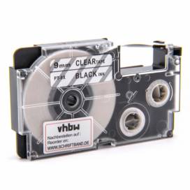 Produktbild: Schriftband-Kassette ersetzt Casio XR-9X 9mm, schwarz auf transparent