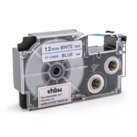 Produktbild: Schriftband-Kassette ersetzt Casio XR-12WEB 12mm, blau auf weiß