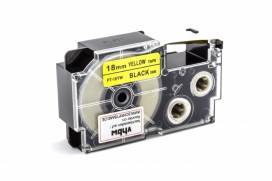Produktbild: Schriftband-Kassette ersetzt Casio XR-18YW 18mm, schwarz auf gelb