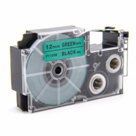 Produktbild: Schriftband-Kassette ersetzt Casio XR-12GN 12mm, schwarz auf grün