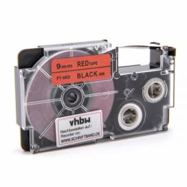 Produktbild: Schriftband-Kassette ersetzt Casio XR-9RD 9mm, schwarz auf rot