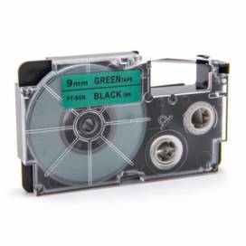 Produktbild: Schriftband-Kassette ersetzt Casio XR-9GN 9mm, schwarz auf grün