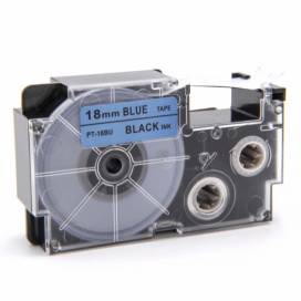Produktbild: Schriftband-Kassette ersetzt Casio XR-18BU 18mm, schwarz auf blau