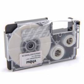 Produktbild: Schriftband-Kassette ersetzt Casio XR-9AX , 9mm, weiß auf transparent