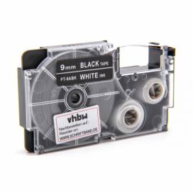 Produktbild: Schriftband-Kassette ersetzt Casio XR-9ABK , 9mm, weiß auf schwarz