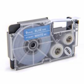 Produktbild: Schriftband-Kassette ersetzt Casio XR-9ABU , 9mm, weiß auf blau