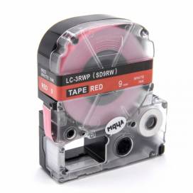 Produktbild: Schriftband-Kassette ersetzt Epson LC-3RWP, 9mm, weiß auf rot