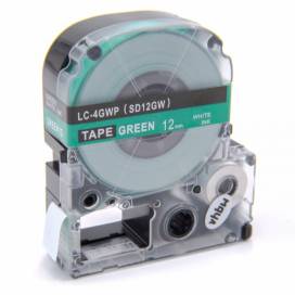 Produktbild: Schriftband-Kassette ersetzt Epson LC-4GWP, 12mm, weiß auf grün