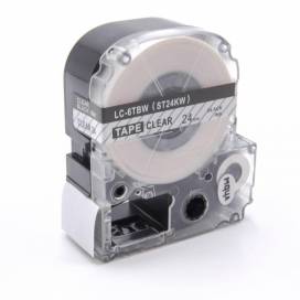 Produktbild: Schriftband-Kassette ersetzt Epson LC-6TBW, 24mm, schwarz auf transparent