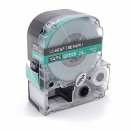 Produktbild: Schriftband-Kassette ersetzt Epson LC-6GWP, 24mm, weiß auf grün