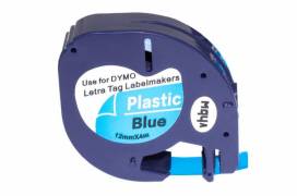 Produktbild: Schriftband-Kassette ersetzt Dymo 91205 12mm, schwarz auf blau plastic