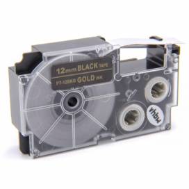 Produktbild: Schriftband-Kassette ersetzt Casio XR-12BKG 12mm, gold auf schwarz