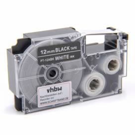 Produktbild: Schriftband-Kassette ersetzt Casio XR-12ABK 12mm, weiß auf schwarz