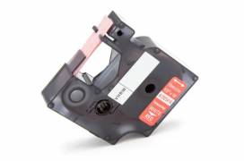 Produktbild: Industrie Vinyl-Etiketten-Kassette ersetzt Dymo 1805416 12mm, weiß auf rot