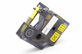 Produktbild: Schrumpfschlauch-Kassette ersetzt Dymo 18054 9mm, schwarz auf gelb