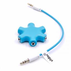 Produktbild: vhbw 5-Fach Klinkenstecker-Audio-Splitter 3,5mm blau