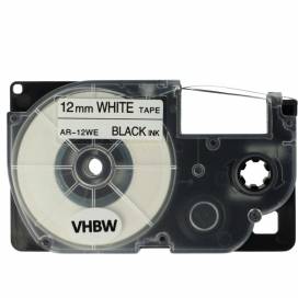 Produktbild: Schriftband-Kassette ersetzt Casio XR-12WE 12mm, schwarz auf weiß