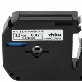 Produktbild: Schriftband-Kassette ersetzt Brother M-K231 12mm, schwarz auf weiß