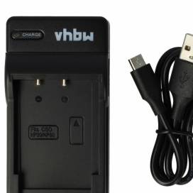 Produktbild: vhbw micro USB-Akku-Ladegerät passend für Casio NP-20, NP-60 u.a.
