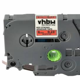 Produktbild: Schriftband-Kassette ersetzt Brother TZE-S411 6mm, schwarz auf rot