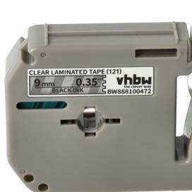 Produktbild: Schriftband-Kassette ersetzt Brother M-K121 9mm, schwarz auf farblos