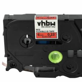 Produktbild: Schriftband-Kassette ersetzt Brother TZE-FX411 6mm, schwarz auf rot