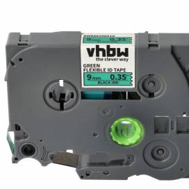Produktbild: Schriftband-Kassette ersetzt Brother TZE-FX721 9mm, schwarz auf grün