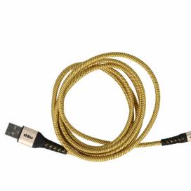 Produktbild: 2in1 Datenkabel USB 2.0 auf Lightning, Nylon, 1,80m, gelb-schwarz
