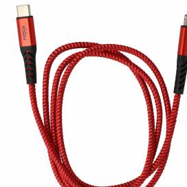 Produktbild: vhbw 2in1 Datenkabel USB Typ C auf Lightning, Nylon, 1m, rot-schwarz