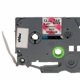 Produktbild: Schriftbandkassette ersetzt Brother TZe-MPRG31,12mm schwarz auf rot kariert
