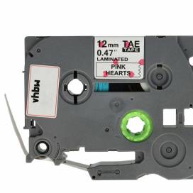 Produktbild: Schriftband-Kassette ersetzt Brother TZe-MPPH31,12mm schwarz auf rosa Herzen