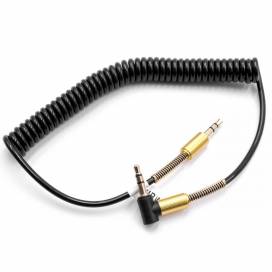Produktbild: Kopfhörer-Kabel/AUX-Adapterkabel 3,5 auf 3,5mm Stecker spiralförmig, 1,5m mit Knickschutz
