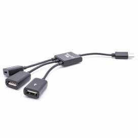 Produktbild: Adapter-Kabel / Hub von USB Typ C auf 2x USB, 1x Micro USB schwarz