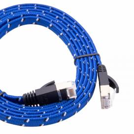 Produktbild: Ethernet Kabel Cat7, flach, 10 Gigabit, RJ45 Stecker, blau, 1,80m