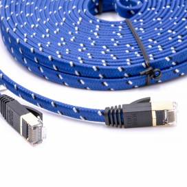 Produktbild: Ethernet Kabel Cat7, flach, 10 Gigabit, RJ45 Stecker, blau, 10m