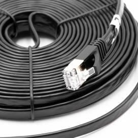 Produktbild: Ethernet Kabel Cat7, flach, 10 Gigabit, RJ45 Stecker, schwarz, 10m