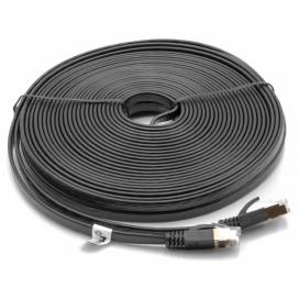 Produktbild: Ethernet Kabel Cat7, flach, 10 Gigabit, RJ45 Stecker, schwarz, 15m