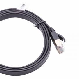 Produktbild: Ethernet Kabel Cat7, flach, 10 Gigabit, RJ45 Stecker, schwarz, 1m