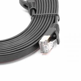 Produktbild: Ethernet Kabel Cat7, flach, 10 Gigabit, RJ45 Stecker, schwarz, 3m