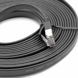 Produktbild: Ethernet Kabel Cat7, flach, 10 Gigabit, RJ45 Stecker, schwarz, 5m