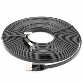 Produktbild: Ethernet Kabel Cat7, flach, 10 Gigabit, RJ45 Stecker, schwarz, 8m