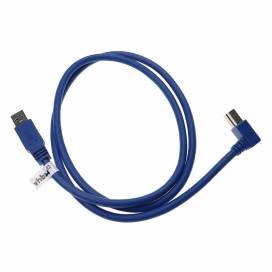 Produktbild: Datentransferkabel USB 3.0 A auf USB 3.0 B, blau, 1m, gewinkelt