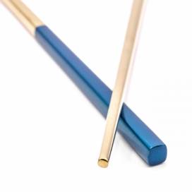 Produktbild: 1Paar elegante Ess-Stäbchen aus Edelstahl, blau-gold
