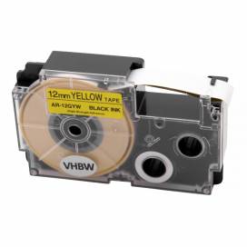 Produktbild: Schriftband-Kassette ersetzt Casio XR-12GYW 12mm, schwarz auf gelb