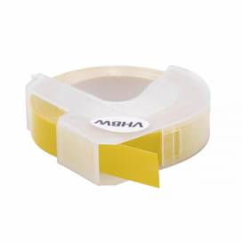 Produktbild: Prägeband-Schriftband-Kassette ersetzt Dymo 0898170 9mm, weiß auf gelb