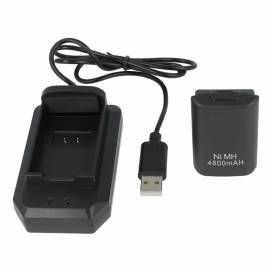 Produktbild: Akku inkl. USB-Ladegerät für Xbox 360 Controller u.a. 4800mAh, schwarz