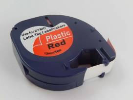 Produktbild: Schriftband-Kassette ersetzt Dymo 91203 12mm, schwarz auf rot plastic