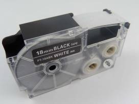 Produktbild: Schriftband-Kassette ersetzt Casio XR-18ABK 18mm, weiß auf schwarz
